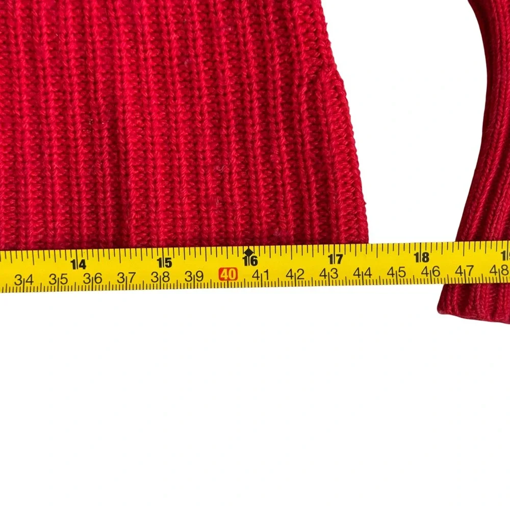 Tory Burch Red Ribbed Knit Long Sleeve Crew Neck‎ Sweater Women's size XS/TP